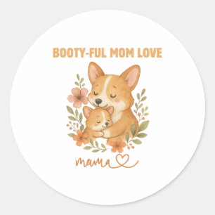 Lieve Corgi Moeder Moederdag Ronde Sticker