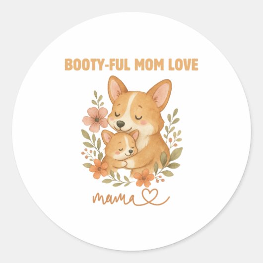 Lieve Corgi Moeder Moederdag Ronde Sticker (Voorkant)
