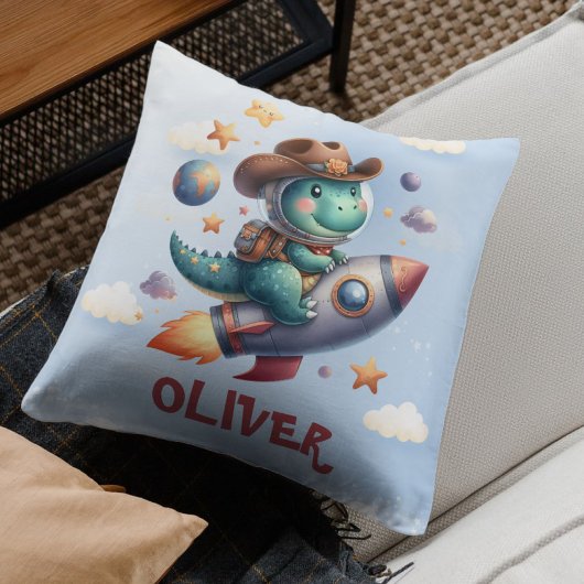 Lieve Cowboy Astronaut Dinosaurus Ridend Ruimterak Kussen