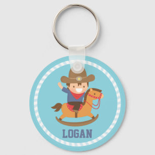 Lieve Cowboy op Schommelpaard Persoonlijk Sleutelhanger