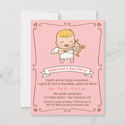 Lieve Cupido Valentijnsdag Feest Uitnodigingen (Voorkant)