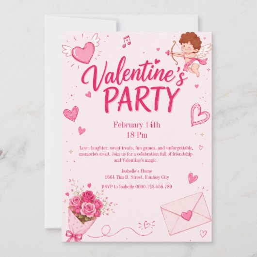 Lieve Cupido Valentijnsfeest Uitnodiging (Voorkant)