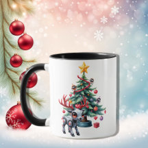 Lieve Cyberpunk Rendieren met Kerstboom