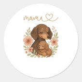 Lieve Dachshond Mama Moederdag Ronde Sticker (Voorkant)