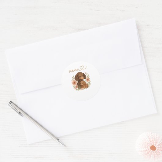Lieve Dachshond Mama Moederdag Ronde Sticker (Envelop)