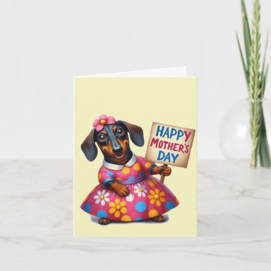 Lieve Dachshund Moederdag Kaart (Voorkant)