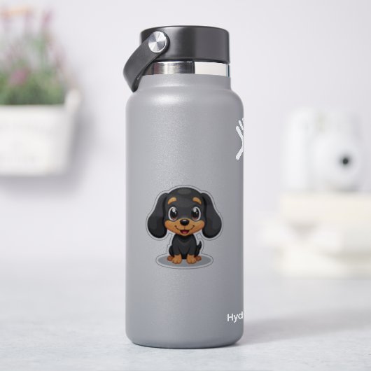 Lieve Dachshund Puppy – Chibi Stijl Sticker (HydroFlask)