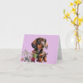 Lieve Dachshund Welpenkaart zonder tekst Kaart (Gele Bloem)