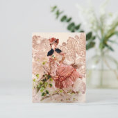 Lieve  dame in roze dress briefkaart (Staand voorkant)