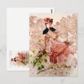 Lieve  dame in roze dress briefkaart (Voorkant / Achterkant)