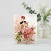 Lieve dame in roze dress briefkaart (Staand voorkant)