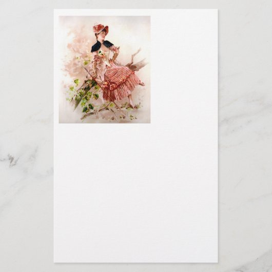 Lieve dame in roze dress briefpapier (Voorkant)