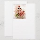 Lieve dame in roze dress briefpapier (Voorkant / Achterkant)