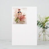 Lieve dame in roze dress briefpapier (Staand voorkant)