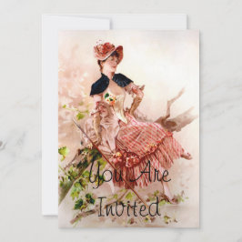 Lieve  dame in roze dress kaart