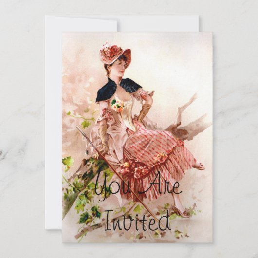 Lieve  dame in roze dress kaart (Voorkant)