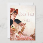 Lieve  dame in roze dress kaart (Achterkant)