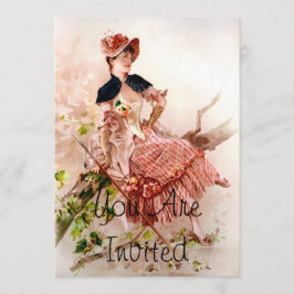 Lieve  dame in roze dress kaart
