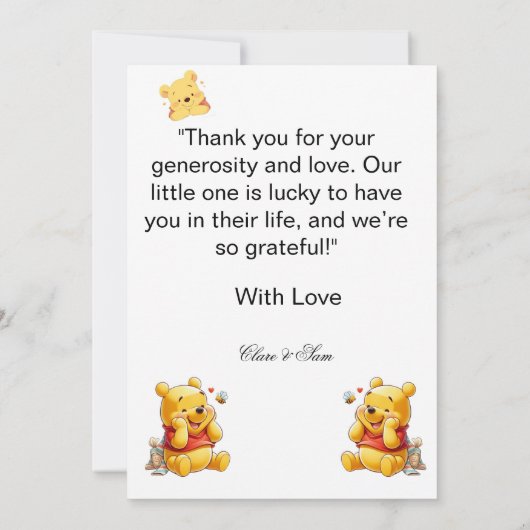 Lieve dank voor je kleintje: Baby Dank je wel Kaart (Achterkant)