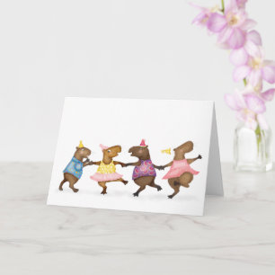 Lieve dansende capybaras viering kaart