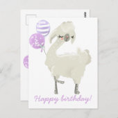 Lieve Dansende Lama met Ballonnen - Kinderverjaard Briefkaart (Voorkant / Achterkant)