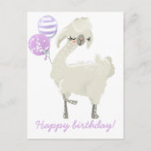 Lieve Dansende Lama met Ballonnen - Kinderverjaard Briefkaart (Voorkant)
