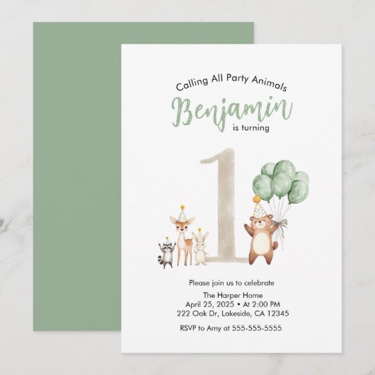 Lieve dieren in het bos Feest voor alle wilde dier Kaart (Voorkant / Achterkant)