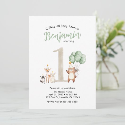 Lieve dieren in het wild Bos roept alle feestbeest Kaart (Staand voorkant)