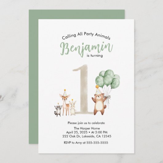 Lieve dieren in het wild Het bos roept alle feestb Kaart (Voorkant / Achterkant)