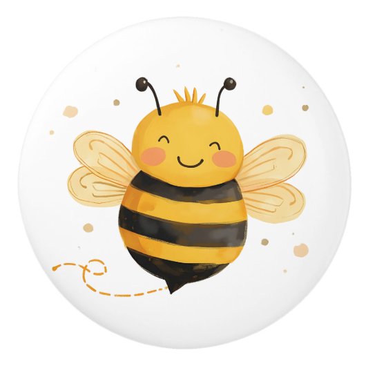 Lieve dikke hommel "Blij als een bij" Keramische Knop (Voorkant)