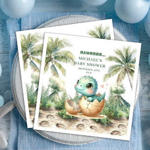 Lieve Dino Baby Shower Komt Eraan Naam Servetten