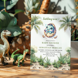Lieve Dinosaurië Ei Baby Shower Uitnodiging Komt E