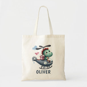 Lieve Dinosauriër Piloot Bestuurt Schattige Heliko Tote Bag