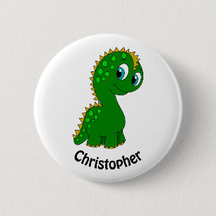 Lieve dinosaurus gepersonaliseerd ronde button 5,7 cm