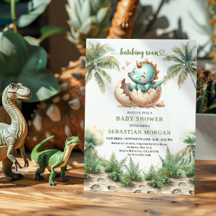 Lieve Dinosaurus Komt Gauw Babyborrel Uitnodiging