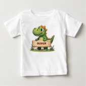 Lieve dinosaurus met naam bord gepersonaliseerd (Voorkant)