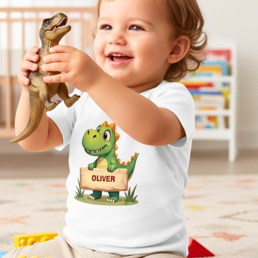 Lieve dinosaurus met naam bord gepersonaliseerd