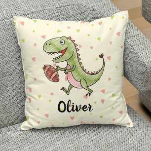 Lieve dinosaurus speelt American Football geperson Kussen