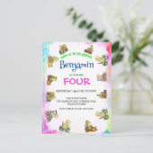 Lieve dinosaurus-tractor Regenboog B2S School Verj Briefkaart (Staand voorkant)