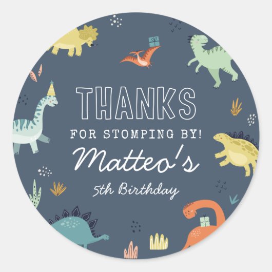 Lieve dinosaurus verjaardag bedankt sticker (Voorkant)
