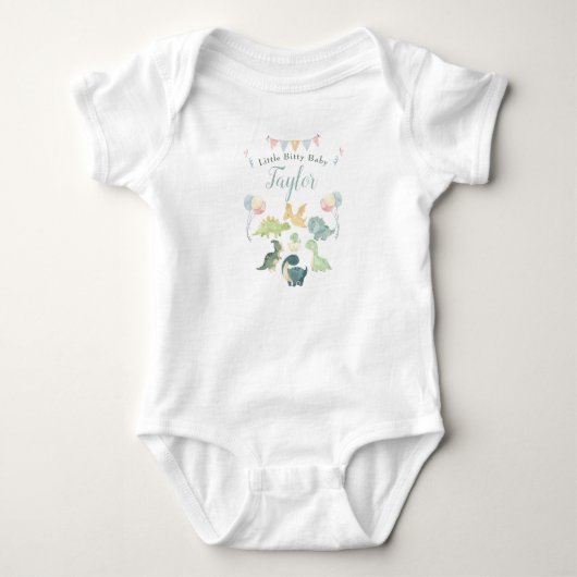 Lieve dinosaurus waterverf gepersonaliseerd romper (Voorkant)