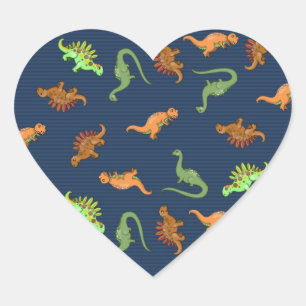 Lieve Dinosaurussen Patroon Hart Sticker