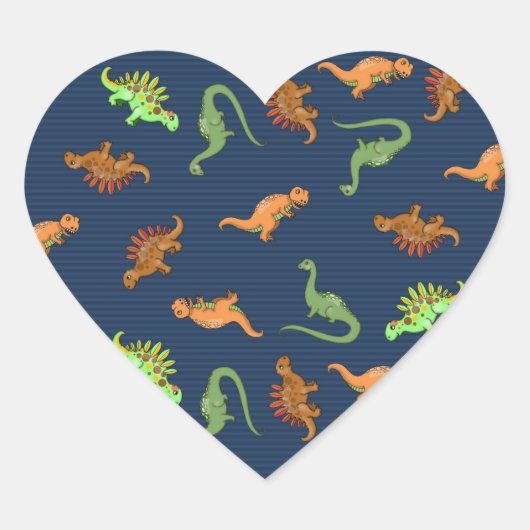 Lieve Dinosaurussen Patroon Hart Sticker (Voorkant)