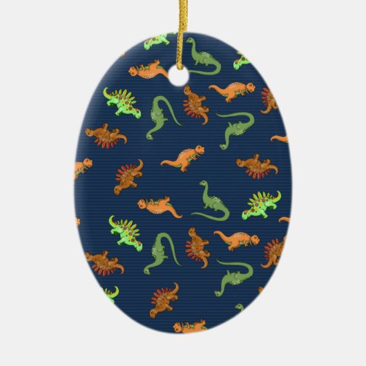 Lieve Dinosaurussen Patroon Keramisch Ornament (Voorkant)