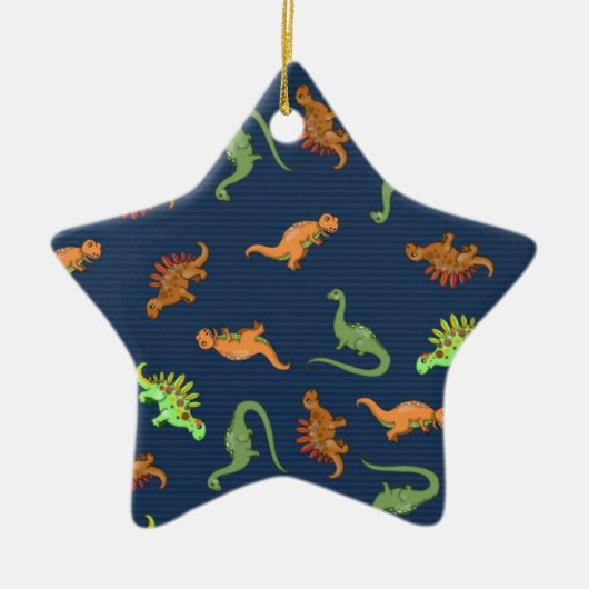Lieve Dinosaurussen Patroon Keramisch Ornament (Voorkant)