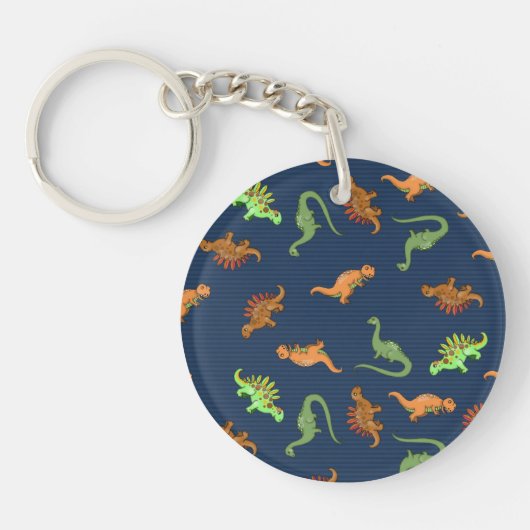 Lieve Dinosaurussen Patroon Sleutelhanger (Voorkant)