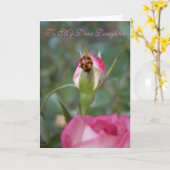 Lieve dochter roos en dame kever kaart (Gele Bloem)