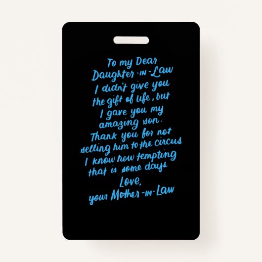 Lieve dochter van mijn beste dochter in de wet badge (Voorkant)