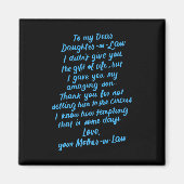 Lieve dochter van mijn beste dochter in de wet magneet (Voorkant)