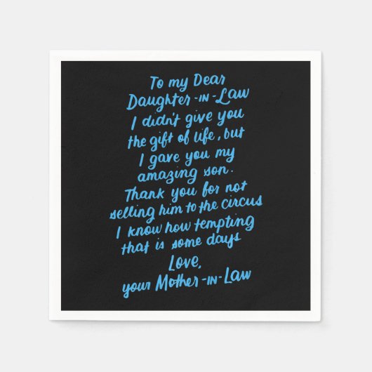 Lieve dochter van mijn beste dochter in de wet servet (Voorkant)